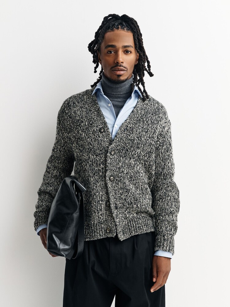 NN.07 Grey Mika Button Front Cardigan - Image 1 of 5 NN.07 Grey Mika Button Front Cardigan - Image 1 of 5