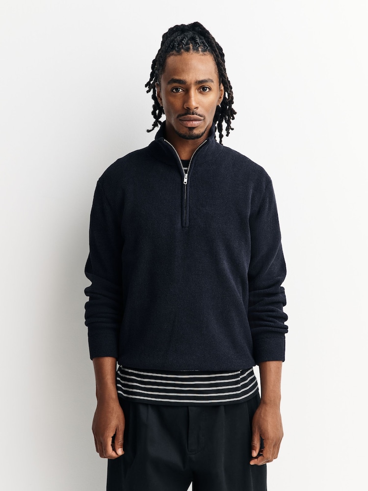 NN.07 Blue Danny Half Zip 6429 Jumper - Image 1 of 6 NN.07 Blue Danny Half Zip 6429 Jumper - Image 1 of 6