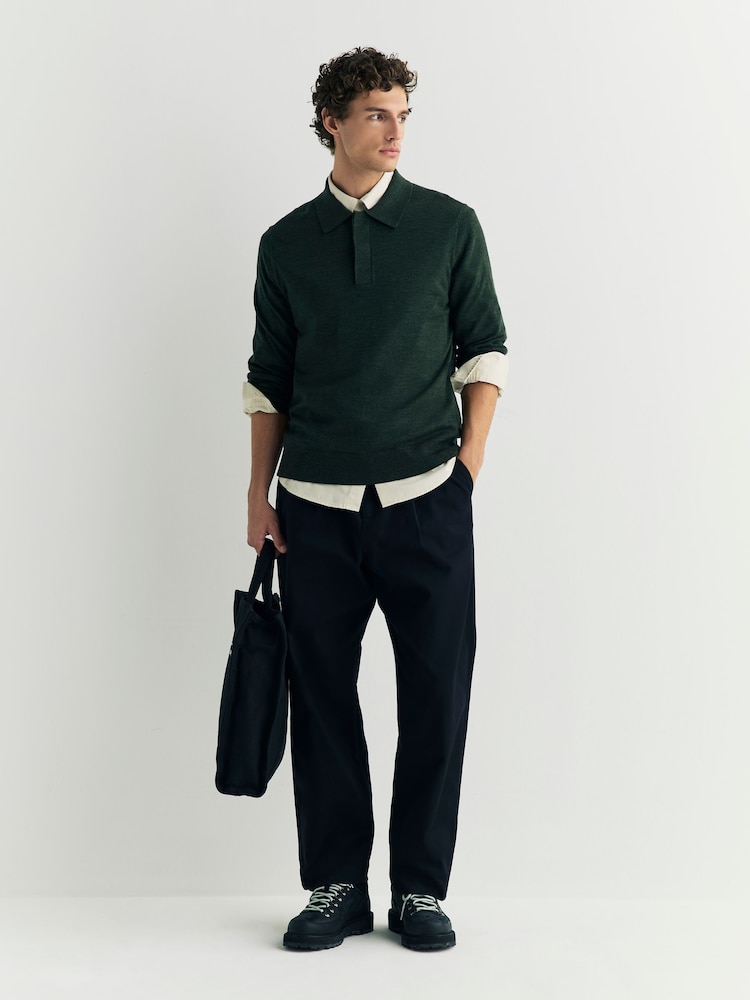 NN.07 Green Emerson Long Sleeve Polo Jumper - Image 2 of 5