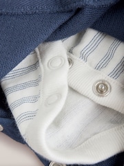 Navy Blue Woven Cotton Baby Dungaree and Bodysuit Set (0mths-3yrs) - Image 3 of 7