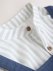 Navy Blue Woven Cotton Baby Dungaree and Bodysuit Set (0mths-3yrs) - Image 5 of 7