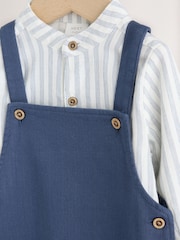 Navy Blue Woven Cotton Baby Dungaree and Bodysuit Set (0mths-3yrs) - Image 7 of 7