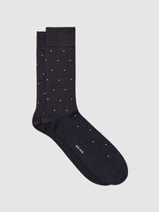 Reiss Chocolate Brown Mario Spot Socks - Image 1 of 3