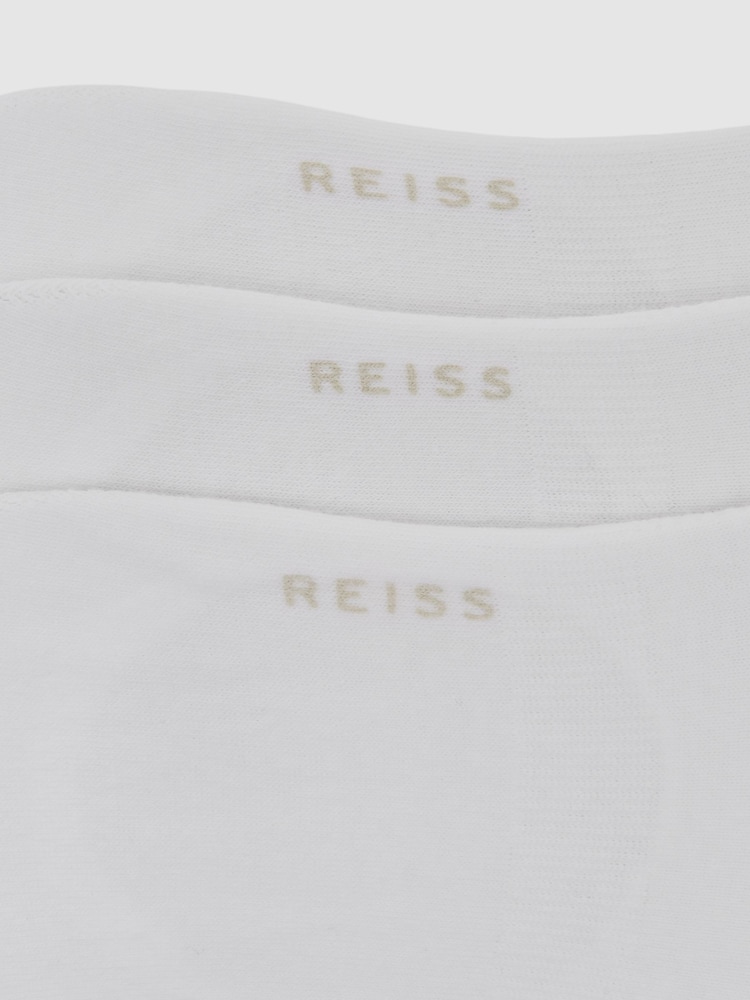 Reiss White Axis 3 Pack Invisible Trainer Socks Cotton-Blend - Image 2 of 2