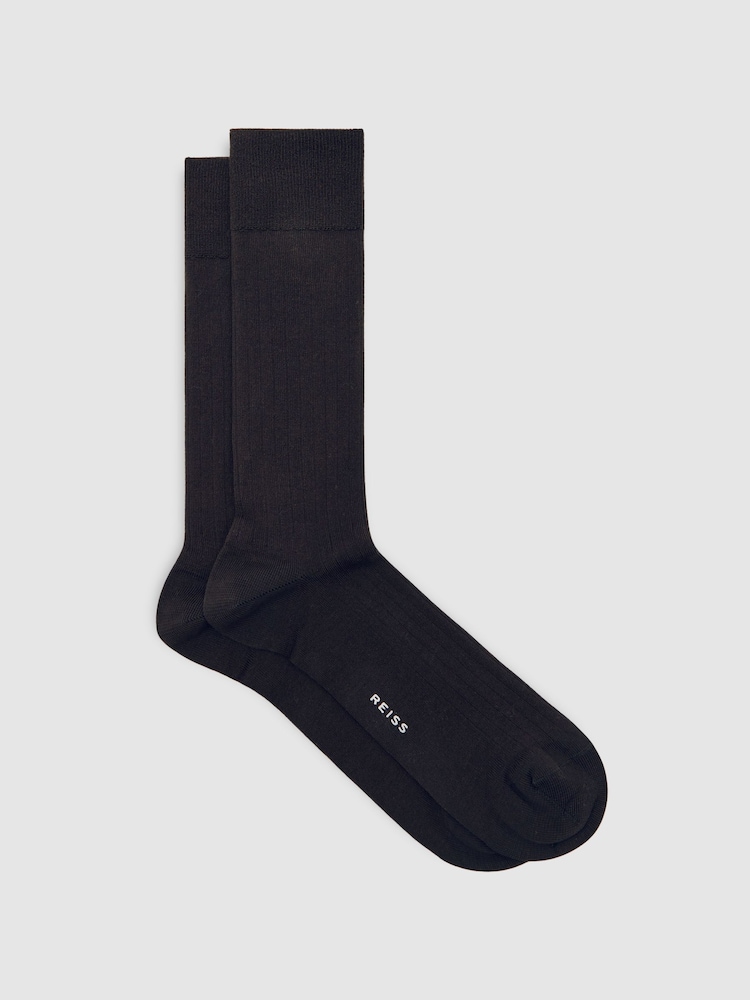 Reiss Chocolate Brown Fela Socks - Image 1 of 3