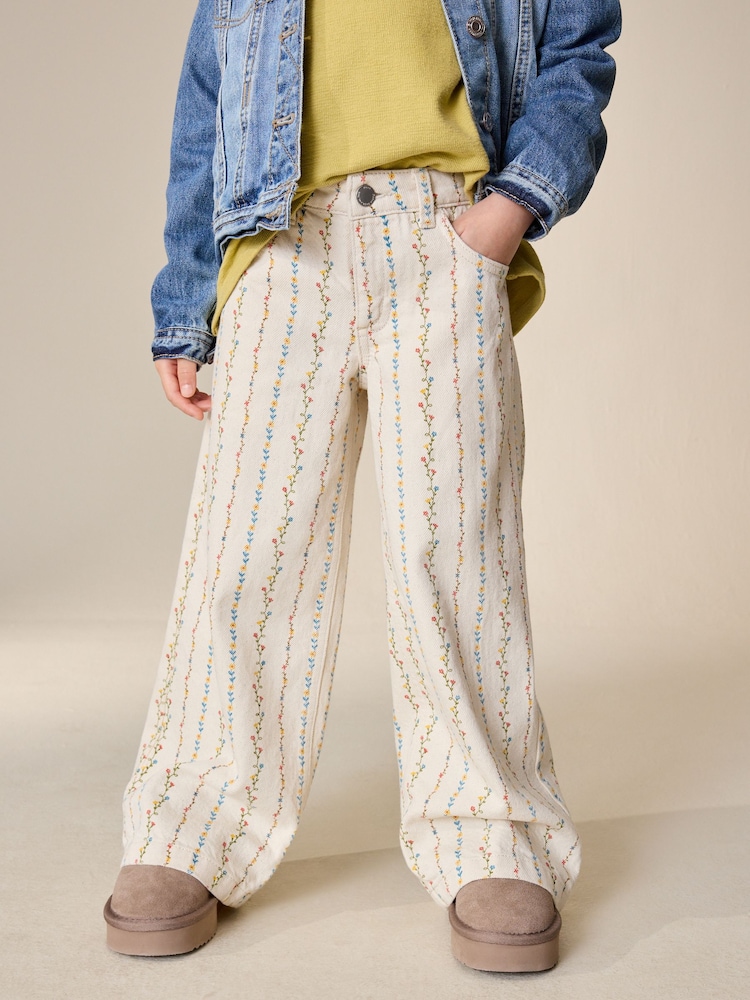 Ecru Floral Printed Jeans (3-16yrs) - Image 1 of 9