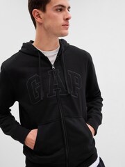 Gap Jet Black Logo Fleece Zip Hoodie - Image 4 of 4