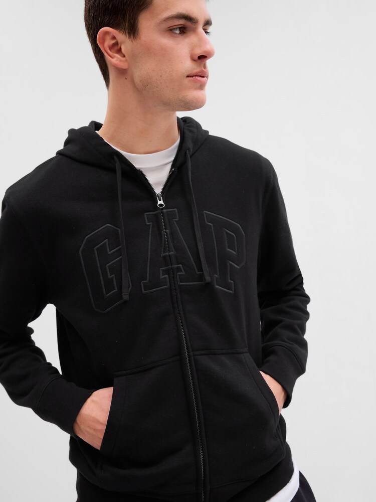 Gap Jet Black Logo Fleece Zip Hoodie - Image 4 of 4