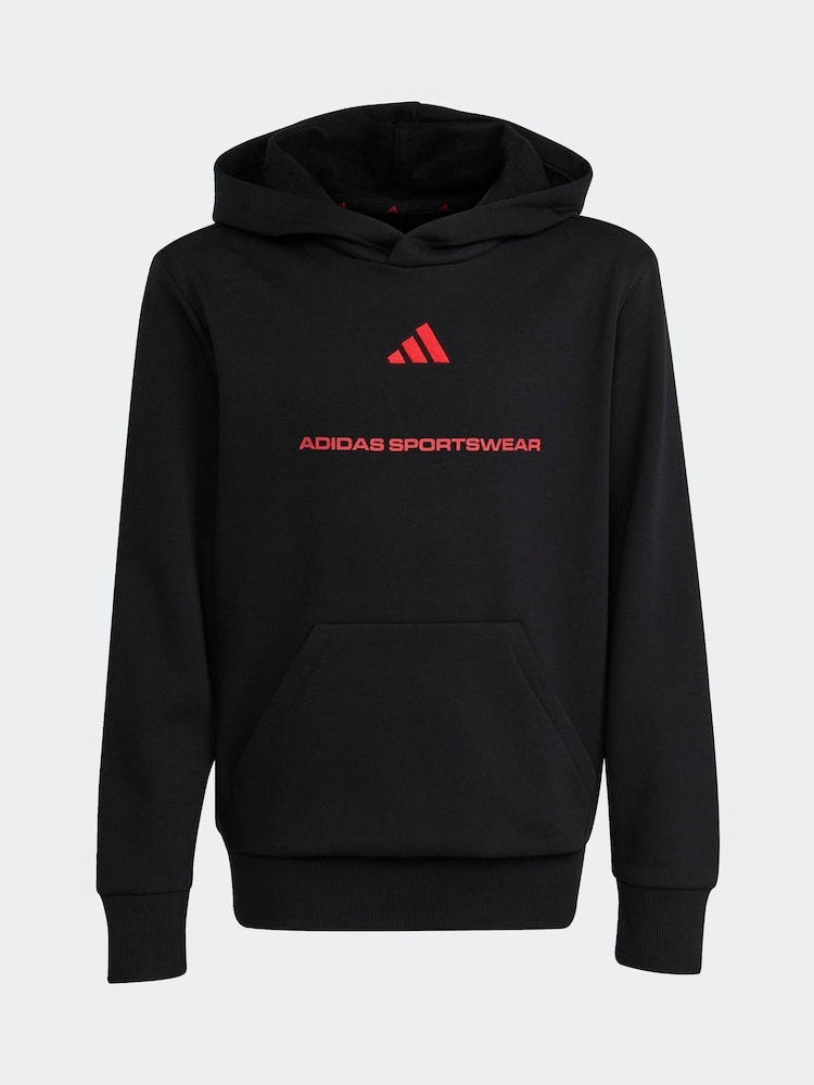 adidas Black Slogan Fleece Hoodie - Image 6 of 6