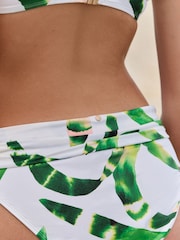 Mint Velvet Green/White Palm Roll Top Bikini Briefs - Image 4 of 4