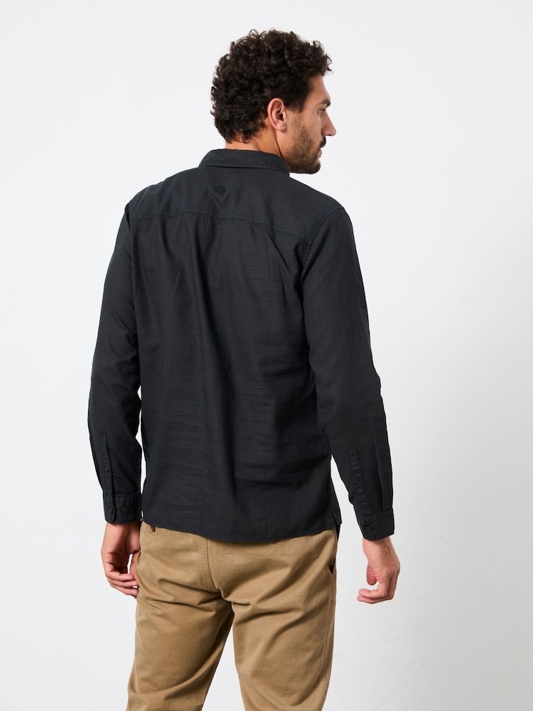 FatFace Bugle Black Long Sleeve Garment Dye Utility Shirt - Image 2 of 6