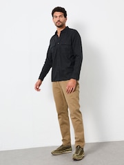 FatFace Bugle Black Long Sleeve Garment Dye Utility Shirt - Image 4 of 6