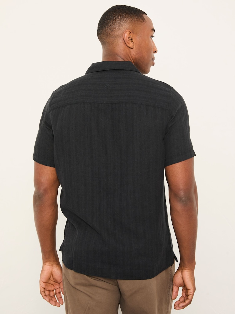 FatFace Bugle Black Self Stripe Short Sleeve Self Stripe Shirt - Image 2 of 6