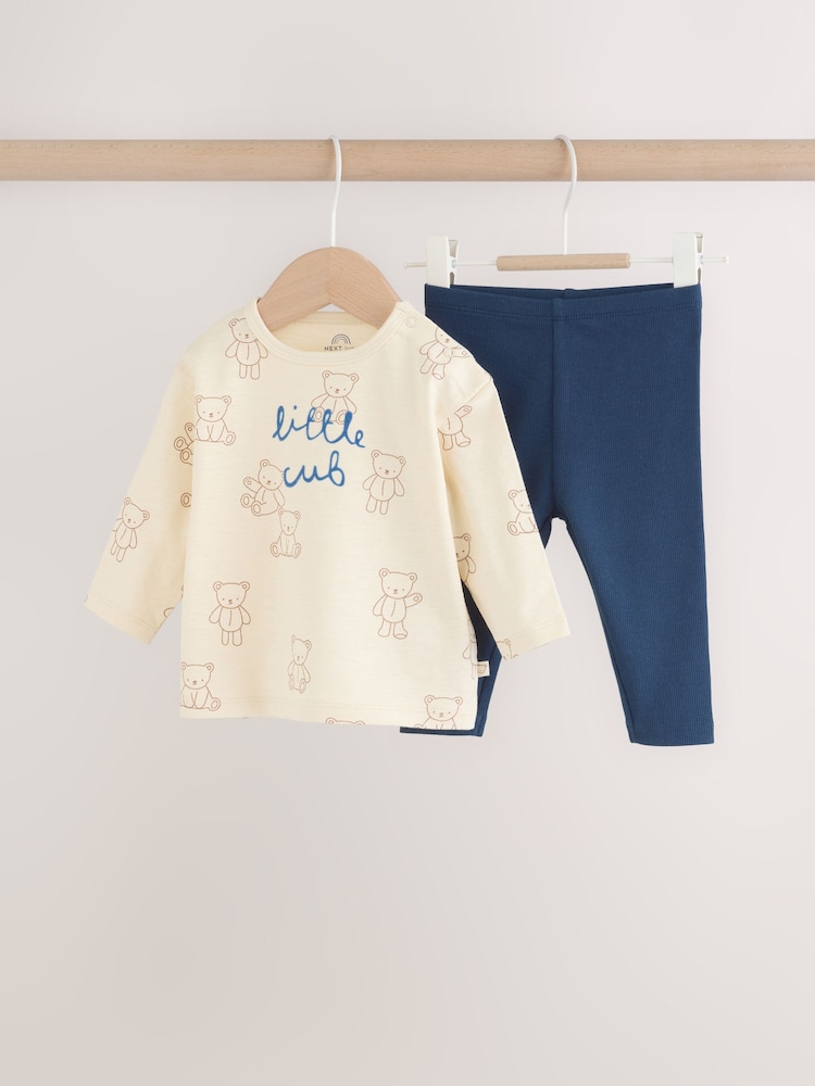 Blue/Brown Little Bear Cub Baby Top and Leggings Set 2 Piece (0mths-3yrs) - Image 1 of 8 Blue/Brown Little Bear Cub Baby Top and Leggings Set 2 Piece (0mths-3yrs) - Image 1 of 8