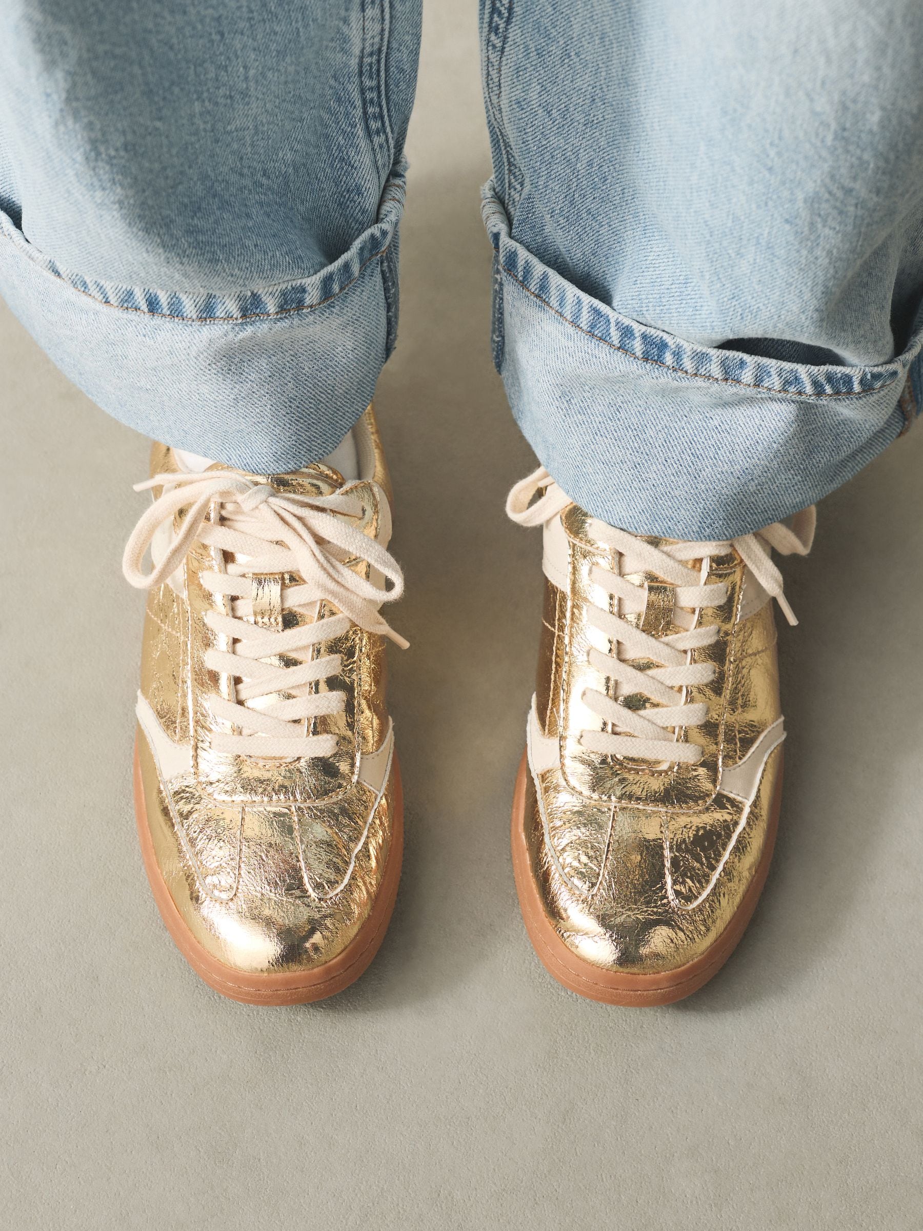 Buy Gold Lace-Up Trainers from Next USA