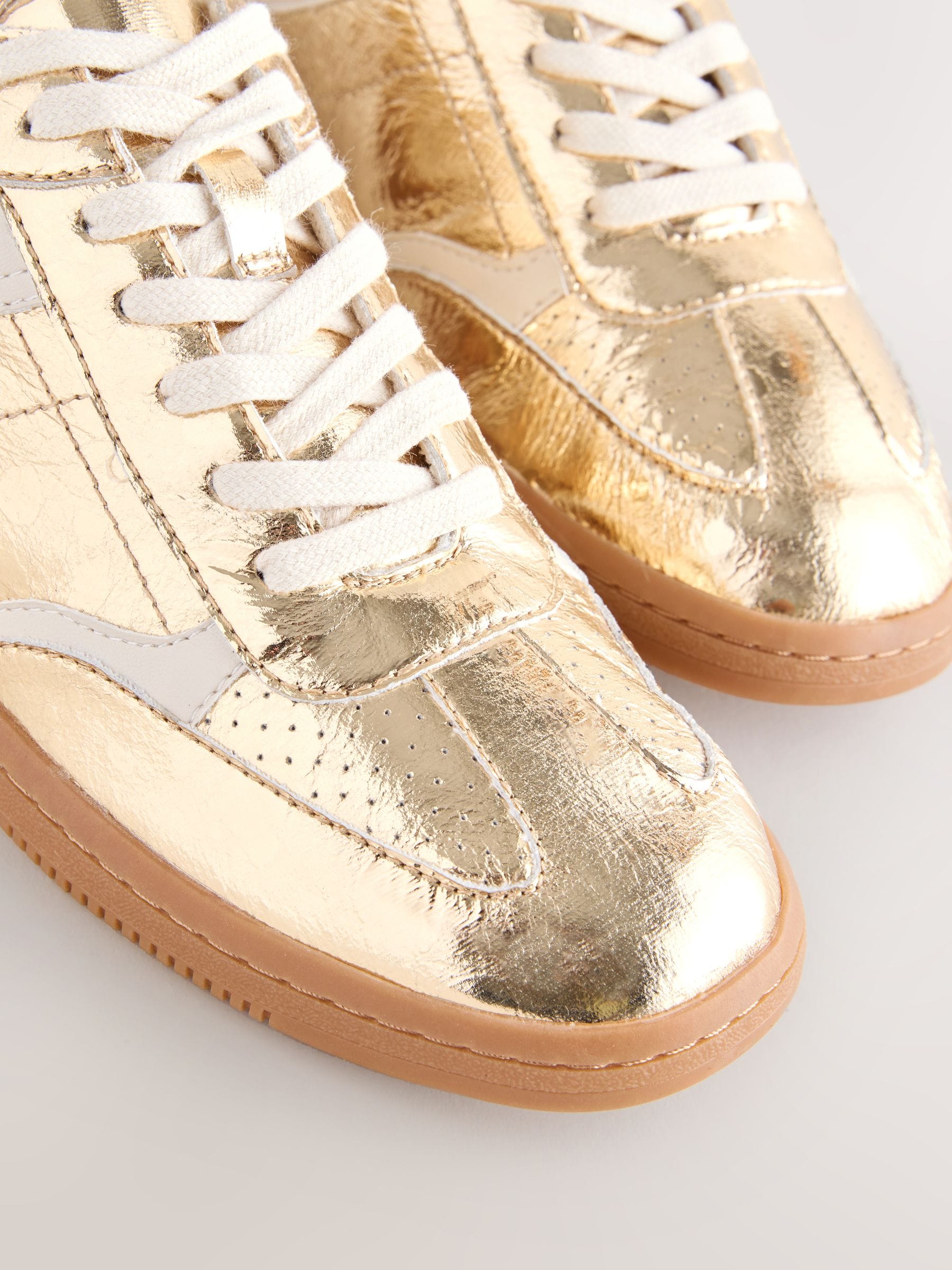 Buy Gold Lace-Up Trainers from Next USA