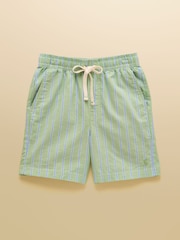 Joules Boys' Hadley Green Stripe Cotton Woven Shorts - Image 3 of 7