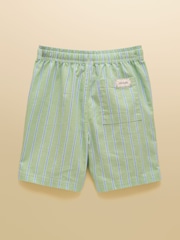 Joules Boys' Hadley Green Stripe Cotton Woven Shorts - Image 4 of 7