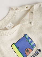 Grey Stripe Dog - طقم سويت شيرت وشورت للبيبي (0شهور-2سنوات) - صورة 10 من 10