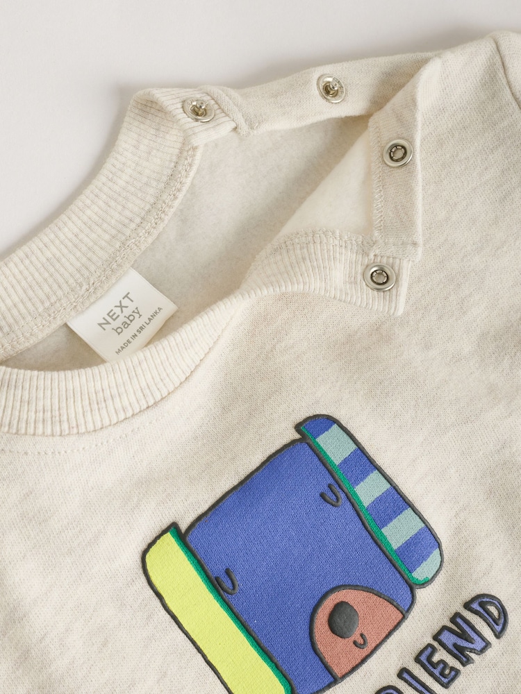 Grey Stripe Dog - طقم سويت شيرت وشورت للبيبي (0شهور-2سنوات) - صورة 10 من 10