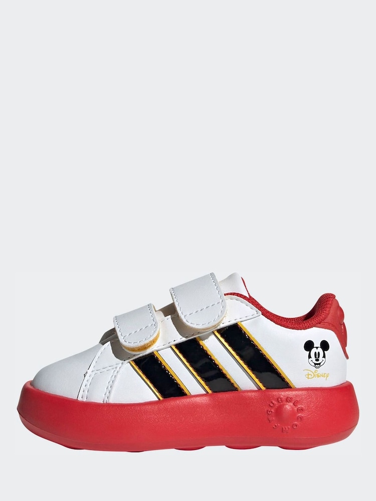 adidas White/Black Disney Mickey Mouse Grand Court Infant Trainers - Image 2 of 9 adidas White/Black Disney Mickey Mouse Grand Court Infant Trainers - Image 2 of 9