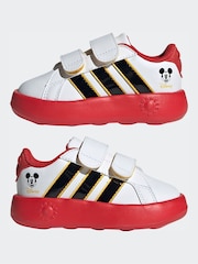 adidas White/Black Disney Mickey Mouse Grand Court Infant Trainers - Image 7 of 9