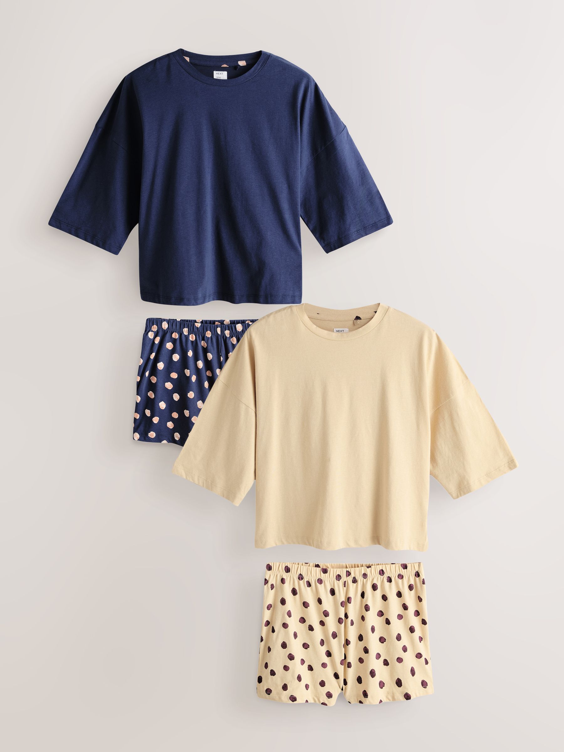 Buy Navy/Yellow Spot Short Set Pyjamas 2 Pack from the Next UK online shop