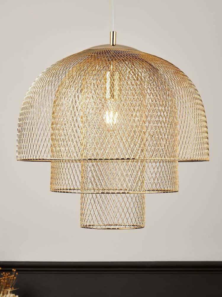 BHS Gold Georgia Mesh Ceiling Pendant Light - Image 1 of 7
