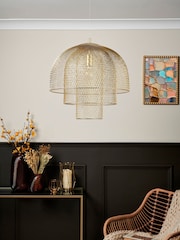 BHS Gold Georgia Mesh Ceiling Pendant Light - Image 2 of 7
