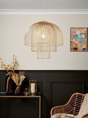 BHS Gold Georgia Mesh Ceiling Pendant Light - Image 3 of 7