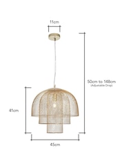 BHS Gold Georgia Mesh Ceiling Pendant Light - Image 4 of 7