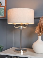 BHS Polished Nik Grey Henry 3 Light Table Lamp - Image 1 of 7