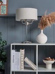 BHS Polished Nik Grey Henry 3 Light Table Lamp - Image 2 of 7