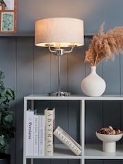 BHS Polished Nik Grey Henry 3 Light Table Lamp - Image 3 of 7
