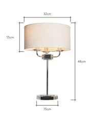 BHS Polished Nik Grey Henry 3 Light Table Lamp - Image 4 of 7