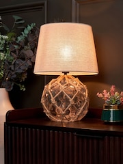 BHS Clear Lucy Dimpled Rope Covered Glass Table Lamp - Image 1 of 7