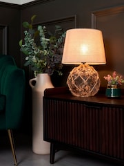 BHS Clear Lucy Dimpled Rope Covered Glass Table Lamp - Image 3 of 7