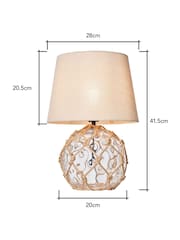 BHS Clear Lucy Dimpled Rope Covered Glass Table Lamp - Image 4 of 7