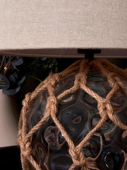 BHS Clear Lucy Dimpled Rope Covered Glass Table Lamp - Image 5 of 7