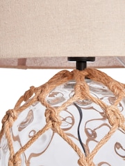 BHS Clear Lucy Dimpled Rope Covered Glass Table Lamp - Image 6 of 7