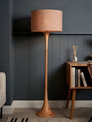 BHS Natural Lea Trombone Wooden Floor Lamp - Image 1 of 6