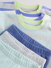 Blue/Green Stripe 6 Piece Baby T-Shirt and Joggers Set (0mths-3yrs) - Image 14 of 19