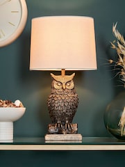 BHS Bronze Black Owl Table Lamp - Image 1 of 7