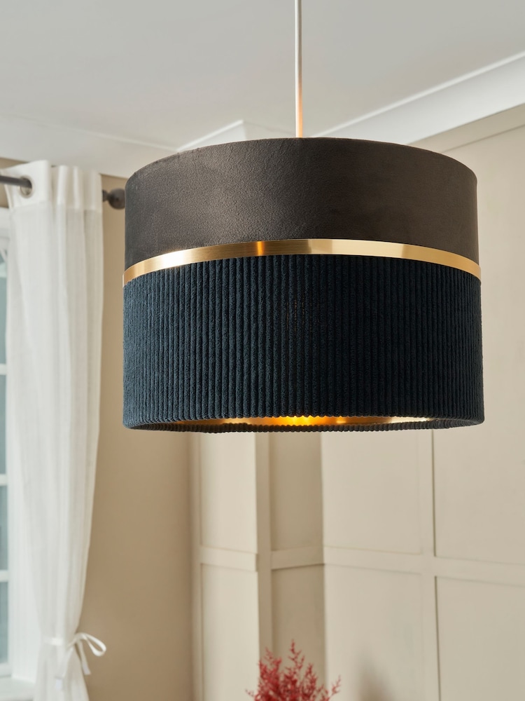 BHS Grey Violet 30cm Mixed Fabric Shade - Image 1 of 7