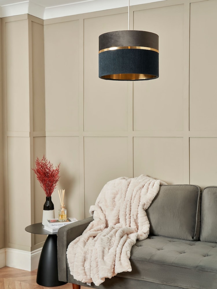 BHS Grey Violet 30cm Mixed Fabric Shade - Image 2 of 7