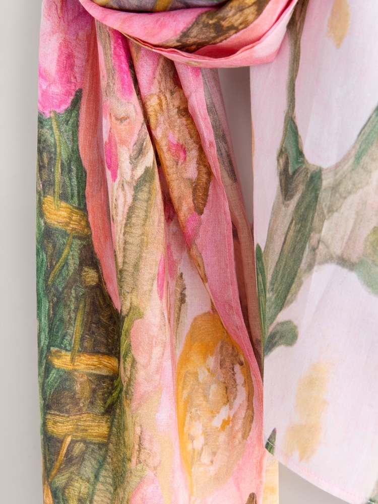 Pink Benjamin MacGregor Artist Colaboration Lightweight Scarf - Image 6 of 6