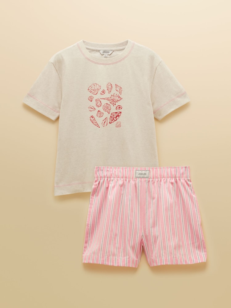 Joules Short Sleeve Top and Short Cotton Pyjama Set - Image 9 de 9