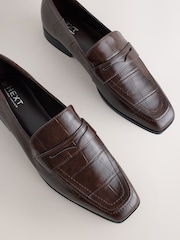 Chocolate Brown Croc Effect Forever Comfort® Square Toe Loafers - Image 11 of 12