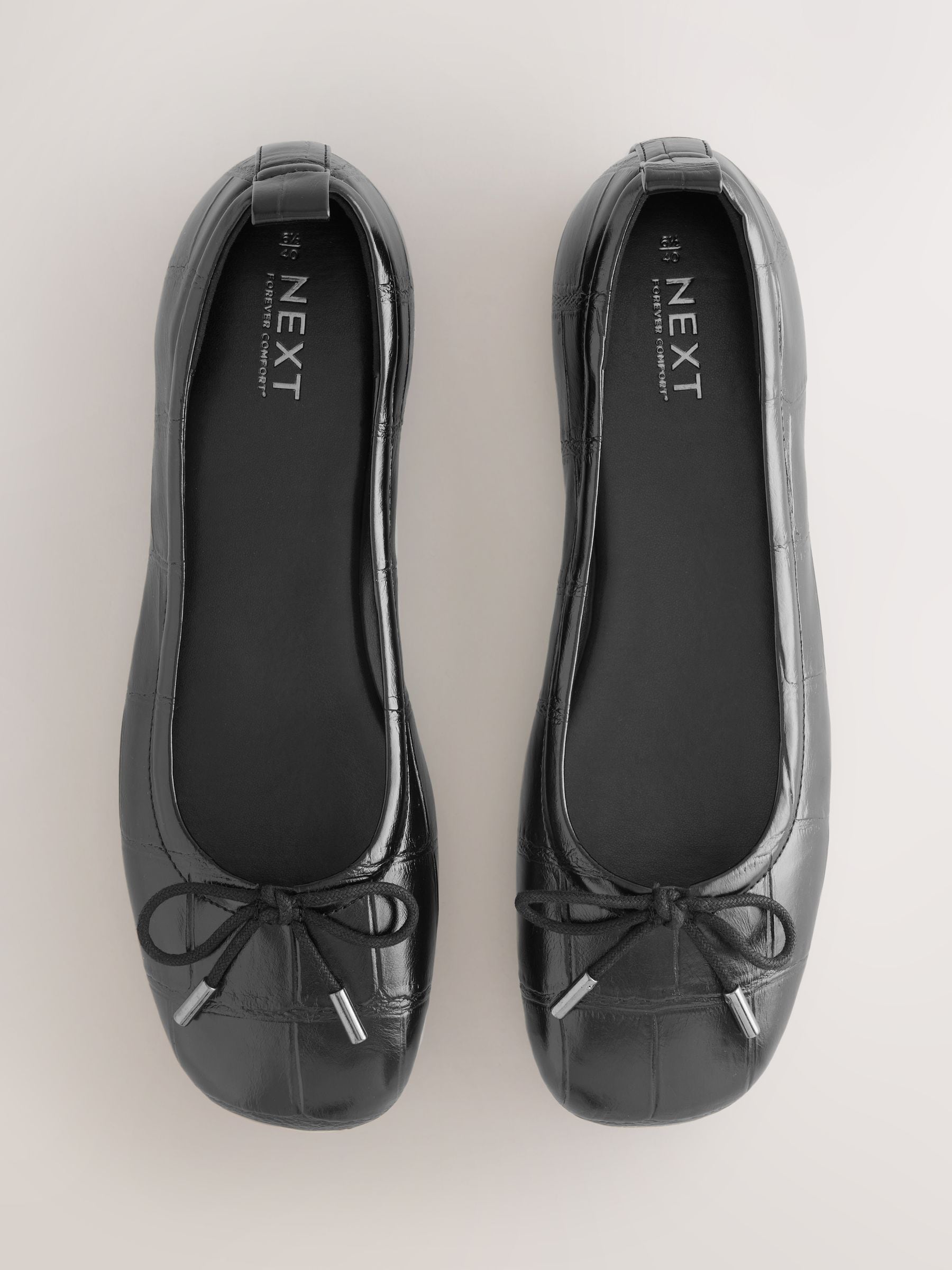 Buy Black Forever Comfort® Square Toe Bow Ballet Flats from Next