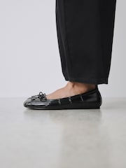 Black Forever Comfort® Square Toe Bow Ballet Flats - Image 6 of 10